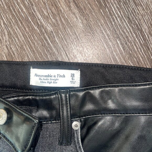 Abercrombie & Fitch Black Denim & Leather Jeans - Picture 2 of 3